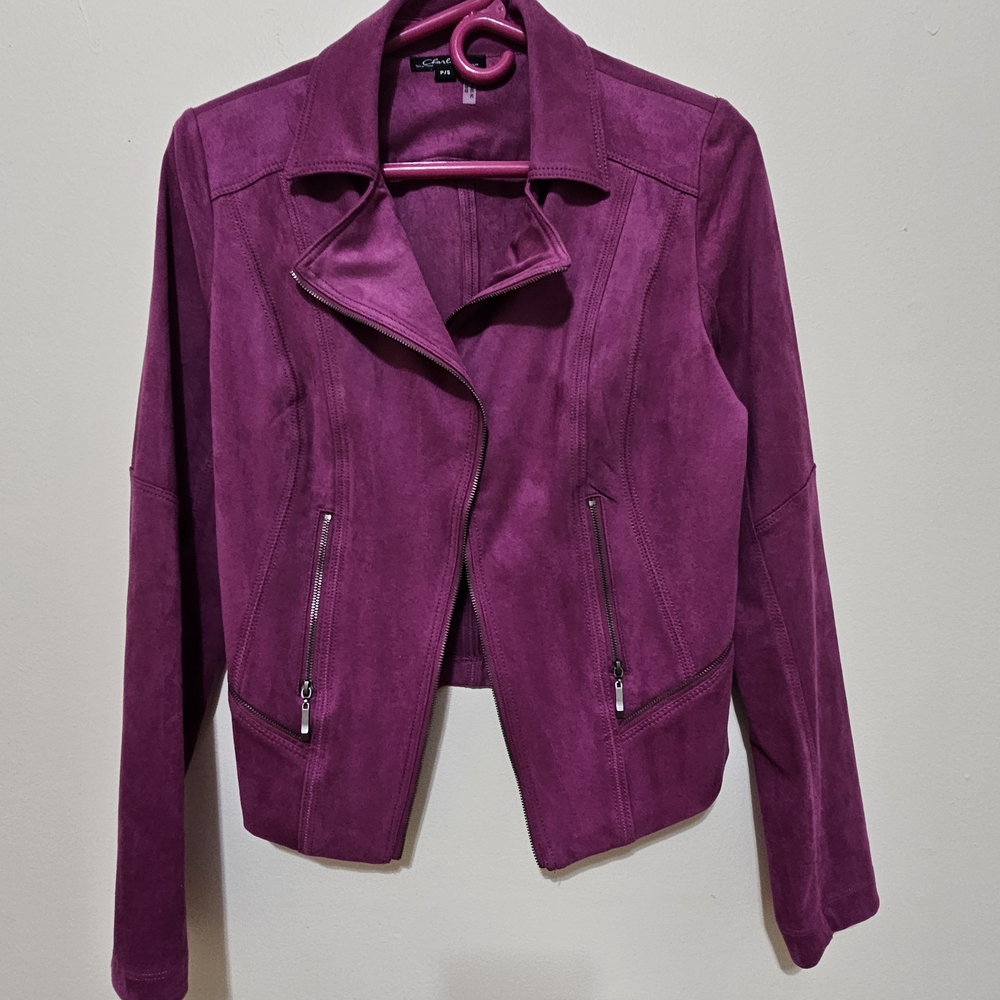 Suede Moto Jacket - Purple